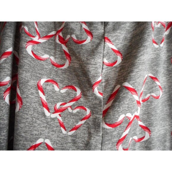 Grey Candy Cane in heart shapes knit  leggings 2x - Picture 3 of 4